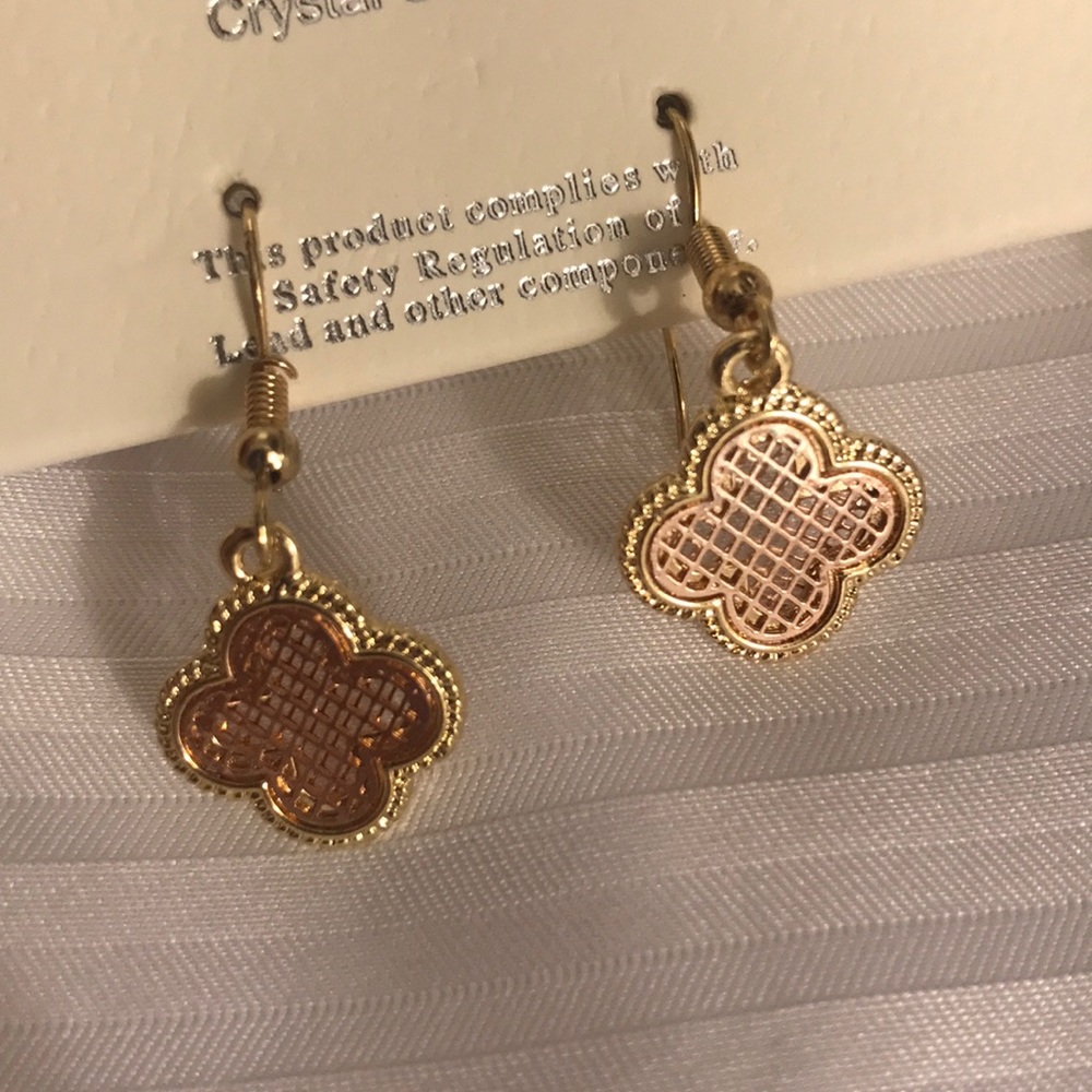 Rose gold mesh / gold necklace & earring set - Picture 2 of 6